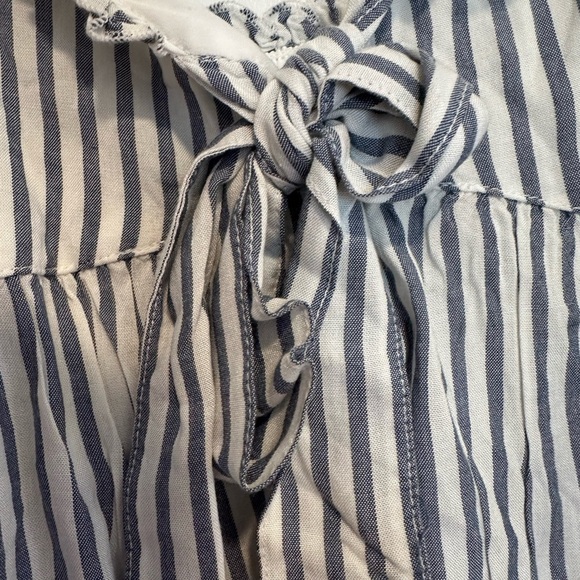 NWT AE Tie-Front Babydoll Blouse Blue/White Stripe. Sweetheart Neck Sleeveless S - Picture 10 of 16